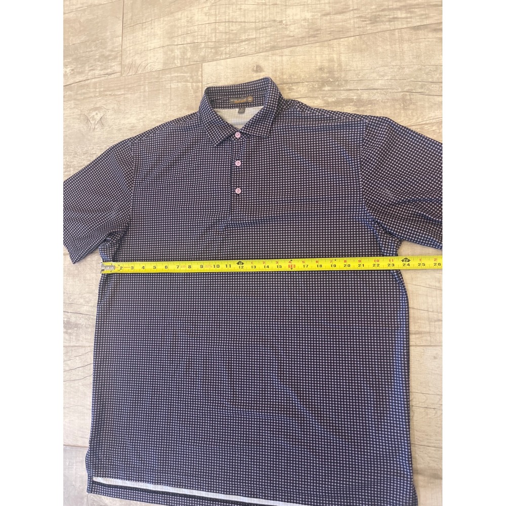 Peter Millar Mens Large Gingham Polo Shirt Summer Comfort Short Sleeve Button Up - Picture 6 of 8